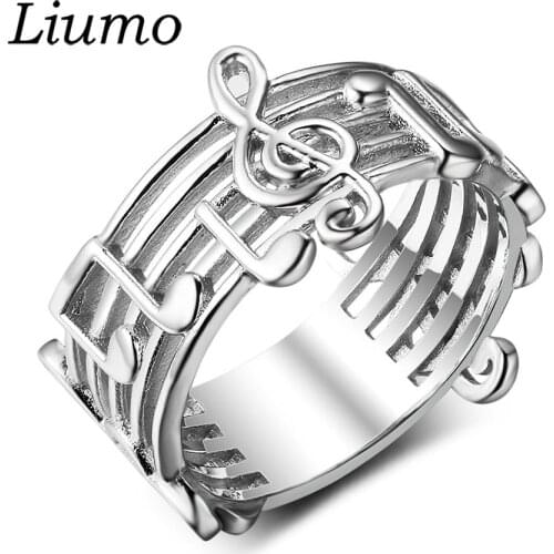 Liumo Trendy Classic Music Pattern Women Man Alloy Fashion Jewelry Ring Lr1040