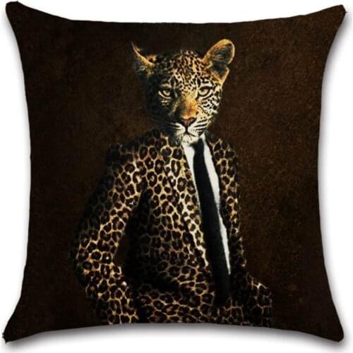 Animal Mr. Cheetah Print Linen Cushion Cover Decorative Home Decor Sofa Chair Car Seat Friend Kids Boy Bedroom Gift Pillowcase