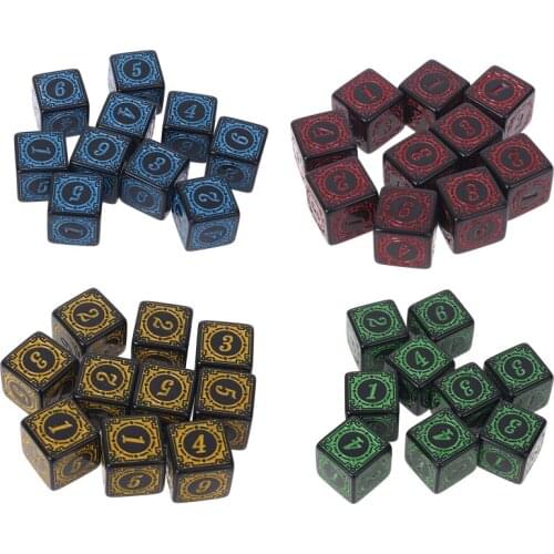 10Pcs D6 Polyhedral Dice Square Edged Numbers 6 Sided Dices Beads Table Board U2JB
