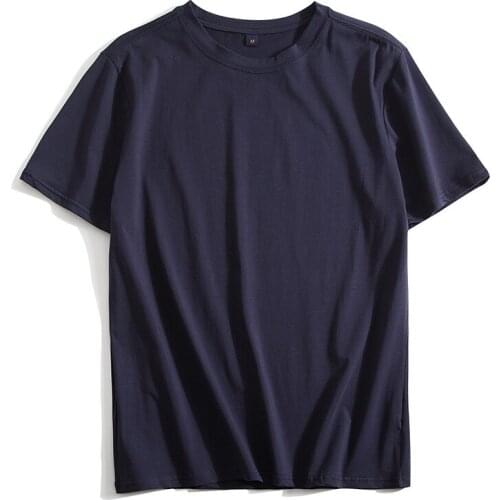 Summer Fashion Mens Cotton T-shirt Short Sleeve Top Blank T Shirt Large Size Casual Navy Blue Tshirt Men Tee Shirt Boys 5xl 6xl