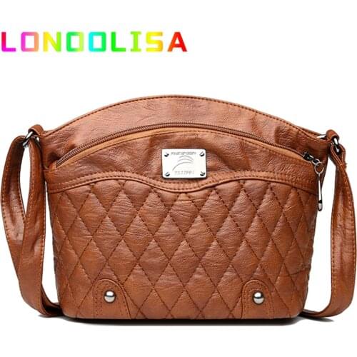 Fashion Rhombus PU Leather Shoulder Bag Women Retro Messenger Bag Double Zipper Female Crossbody Bag Daily Purses and Handbags