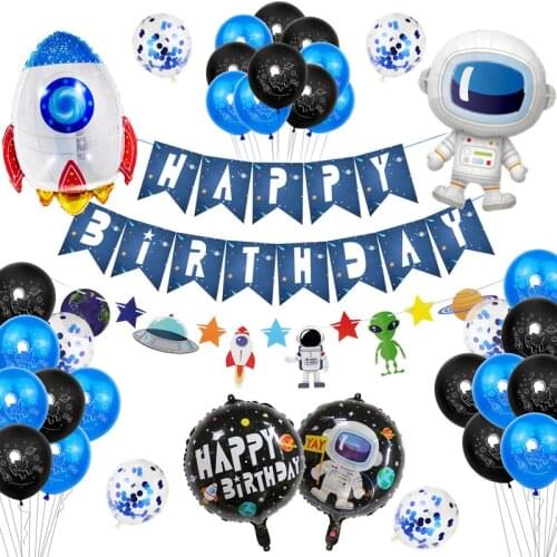 42pcs Wandering Earth Astronaut Theme Birthday Party Decoration Balloon Set Aluminum Foil Balloon Boy Birthday Banner Decoration
