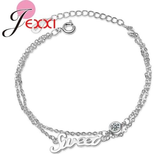 New Fashion High Quality Letter Sweet Pendant Woman Girls Favorite With Genuine 925 Sterling Silver Resizable Bracelet Hot Sale