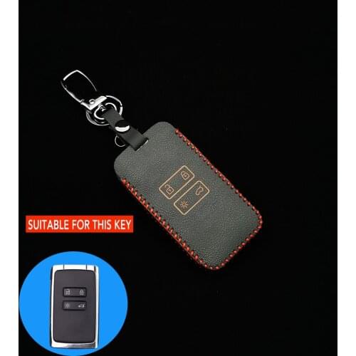 New Styles Automotive Key Cover, Leather Protective Cover With 4 Buttons For Renault Clio Logan Megane 2 3 Koleos Scenery Card
