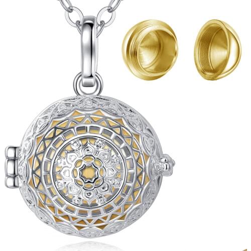 EUDORA Urn Cremation Pendant Flower Cage Locket Ash Holder Keepsake Capsule Necklace Hollow Ball DIY Jewelry k349n18