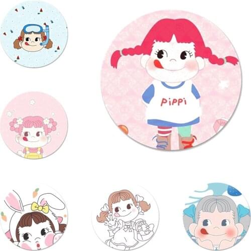 Peko Milky girl Icons Pins Badge Decoration Brooches Metal Badges For Clothes Backpack Decoration 58mm