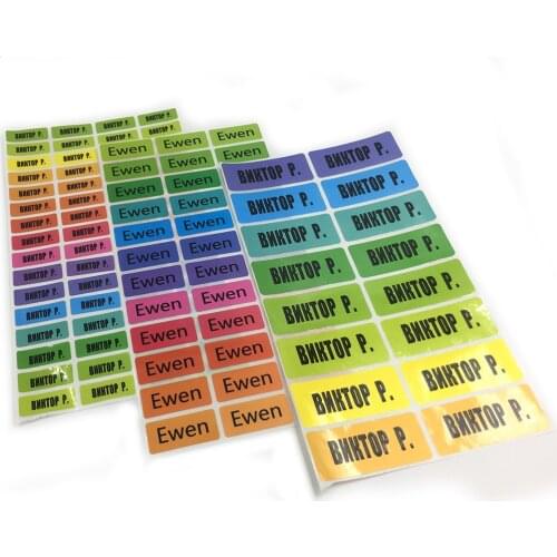 Rainbow Color Name Stickers Personalized Multicolor Tag Labels Waterproof Customize Stationery Water Bottle Pencil Name Sticker