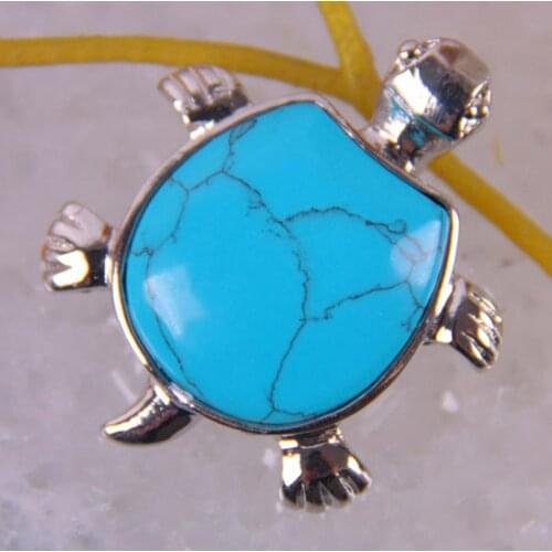 Blue Howlite Bead GEM Pendant Jewelry For Gift Turtle S359