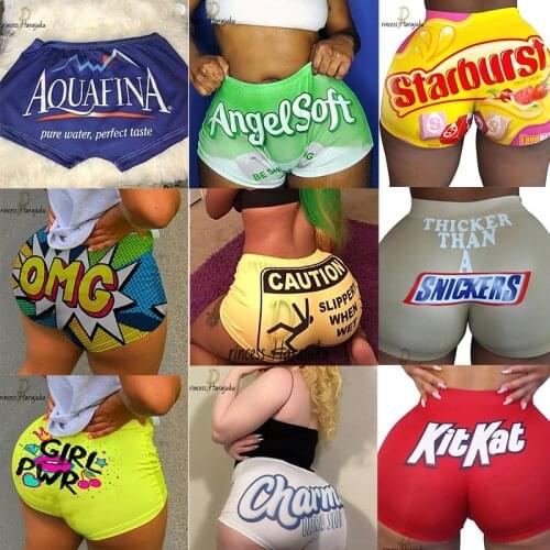 Casual Fashion New Summer Sexy Woman Shorts Running Sport Workout Short Female Skinny Fitness Biker Exquisite Print Casual Short