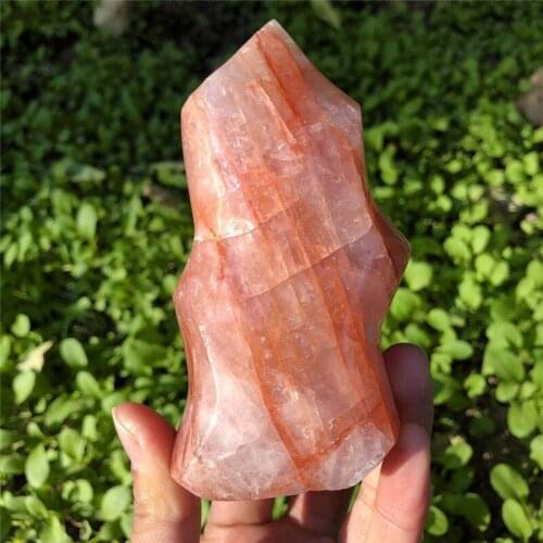 Natural fire quart sphere Mineral crystal flame natural red quartz torch stone crystal free form healing Reiki home decor