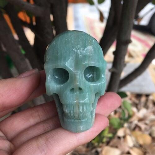 TOP!!! 88g NATURAL pretty Amazonite QUARTZ CRYSTAL carved skull healing