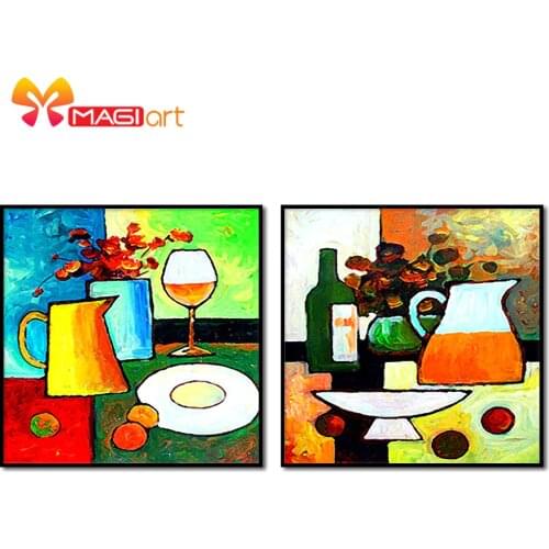 Cross stitch kits Embroidery needlework sets 11CT water soluble canvas patterns 14CT Abstract style Tableware and flower-NCMF109