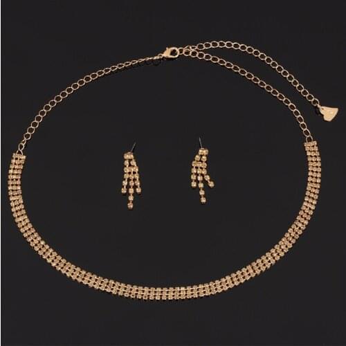 YFJEWE Necklace Earrings Set for Women Gold-color Party Jewelry Luxury Wedding Jewelry Sets For Bride Elegant Crystal Chain N318