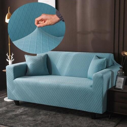 Jacquard Elastic Solid Color Sofa Cover Spandex Modern knitted Corner Sofa Couch Slipcover Protector Living Room 1/2/3/4 Seate