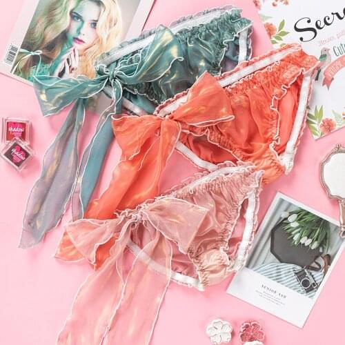 Sexy underwear women chiffon bind students low waist string panties women culotte femme sous vetement femme majtki damskie