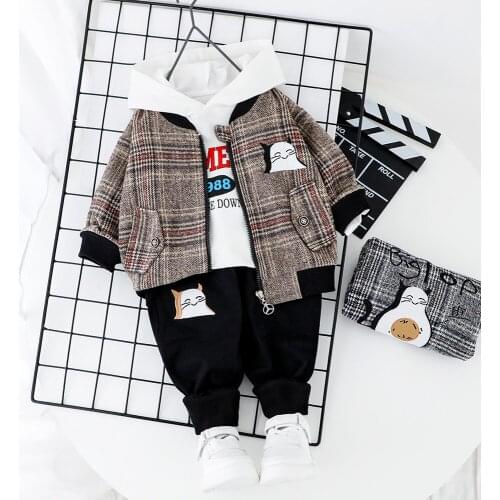 0-5 Years Baby Boy Clothing Set 2021 Fashion Casual Woollen coat + Pant 2pc Spring Autumn Kids Children Toddler Sports Outfits