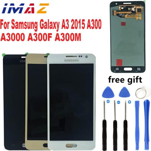 IMAZ adjust brightness LCD For Samsung Galaxy A3 2015 A300 A3000 A300F A300M LCD Display+Touch Screen Digitizer Assembly+Button