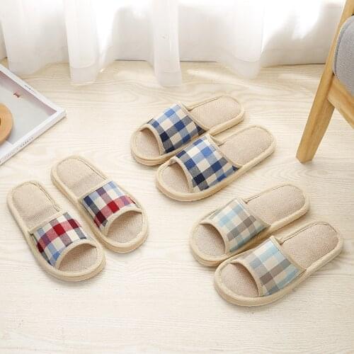 Winter Home Slippers Linen Shoes Non-slip Soft Sole Spring Autumn Warm House Flat Shoes Indoor Bedroom Lovers Couples Sandals