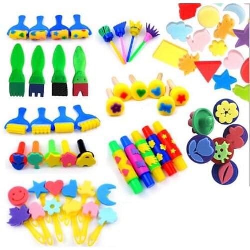 1Set DIY Sponge Painting Brush Children Painting Brush Flower Stamp for Baby Children Kids Graffiti Early Education Drawing Toys