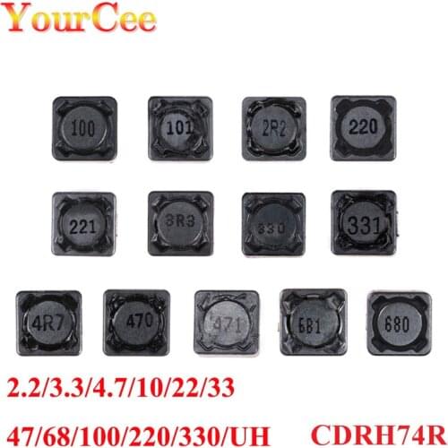 10PCS CDRH74R Inductance Wire Wound Chip Shielded Inductor 2.2/3.3/4.7/10/22/33/47/68/100/220/330/uh 7*7*4mm SMD Power Inductor