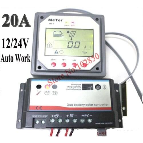 20Amp,Solar Battery Charge Controller,12/24V auto work,PWM charging mode,Battery types selection,LCD display meter MT-1