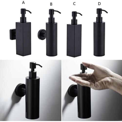200ml Wall Mounted Bathroom Shower Soap and Lotion Dispenser Bottle Pump Stainless Steel Tower Shampoo Dispenser Black