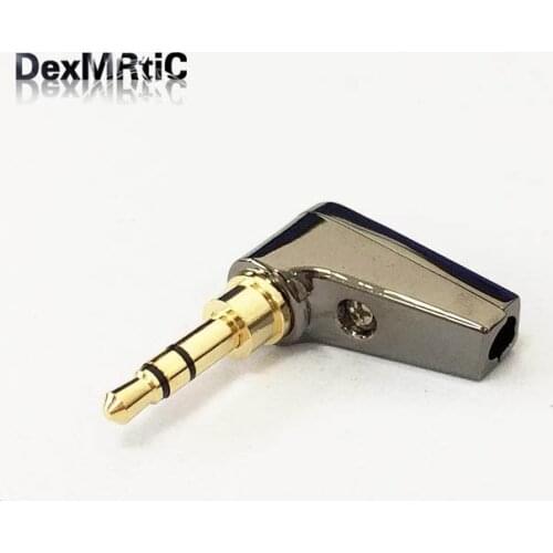 3.5mm right angle L type connector stereo headphone plug goldplated