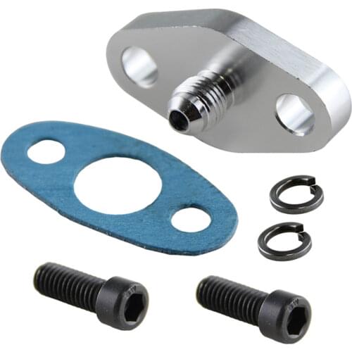 Turbo Oil Feed Inlet Flange Gasket Adapter Kit 4AN 4 AN Fitting T3 T3/T4 T04 BK
