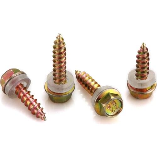 50PCS M5*19 M5*25 M5*32 M5*38 M5*50 Hexagon Sems Screws Hex Head Self Tapping Screw With Washer Zinc Plated