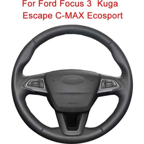 Customized Original Car Steering Wheel Cover For Ford Focus 3 Kuga Escape C-MAX Ecosport Artificial Leather Auto Steering Wheel