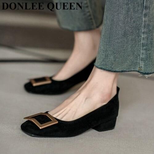 Fashion Square Metal Buckle Flats Shoes Women Slip On Ballet Flat Casual Loafers Female Ballerina Soft Low Heels Moccasins Mujer