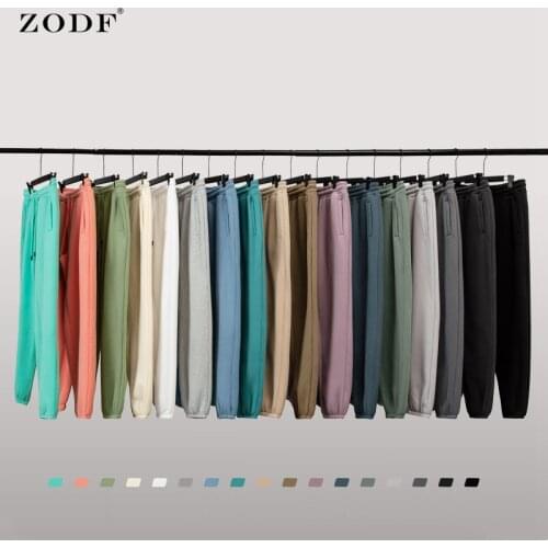 ZODF Brand New Men Winter 330gsm Cotton Sweatpants Solid Loose Fit Retro Hip Hop Casual Basic Sweatpants Streetwear Pants HY0163