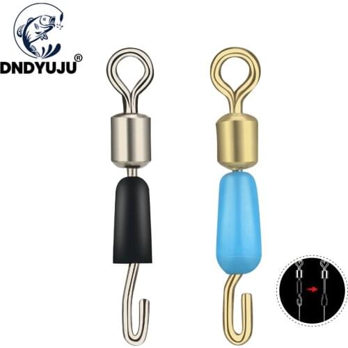DNDYUJU 30pcs Black/Blue Quick Change Fishing Swivel Snap Rubber Sleeve Rolling Swivel Fishing Line Clip Carp Fishing Accessorie