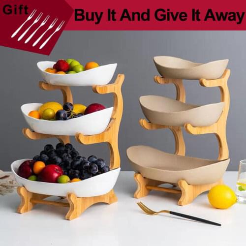 Living Room Home Three-layer Plastic Fruit Plate Snack Dish Creative Modern Dried Fruit Basket Candy cake stand salad bowl