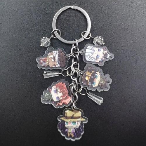 Jojo 'S Bizarre Adventure Korean Style Acrylic Anime Key Ring Cartoon Keychain Flash Beads Boy Girl Birthday Women Party Gift