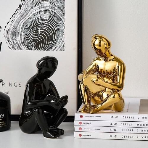 Europe Lady Statue Reading Book Ornaments Ceramic Nordic Home Decoration Accessories Vintage Woman Sculpture Tabletop Decor Gift