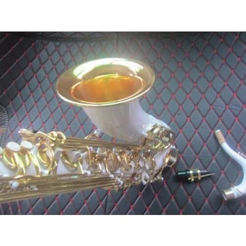 Brand Tenor Saxophone White Gold Key Bb Musical Instrument Professional Playing Tenor Sax With Case Mouthpiece Free Shipping