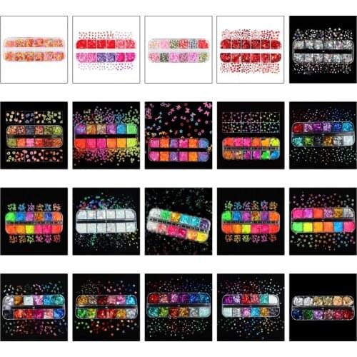12 Grids/Box Nail Art Fluorescent Sequins Holographic Glitter Flakes Jewelry Epoxy DIY Resin Mold Filling Decoration