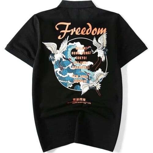 Polo T Shirts Men Embroidery The Crane Casual Top Tees Summer Homme TShirt Collar Short Sleeve Man Clothes Wholesale Breathable