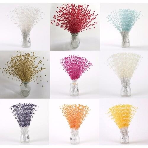 100pcs/pack 4mm Bead Chain Artificial Flowers For Wedding Cake Topper Decorative Centerpieces Decoration Crafts Multicolor