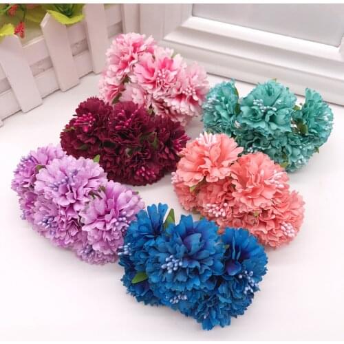 Marigold 6pcs/bunch 3.5cm mini daisy flower bouquet artificial flower wedding decoration diy craft home decoration accessories