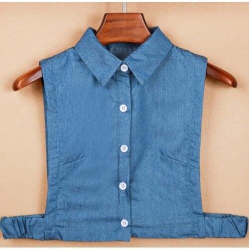 Cowboy female cotton shirt collar personality bead false collar decorativehalf saving shirt female ladies Detachable Collar