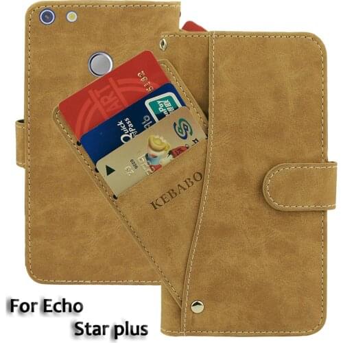 Leather Wallet Echo Star plus 5" Case Flip Retro Luxury Front Card Slots Cases Cover Business Magnetic Phone Bags