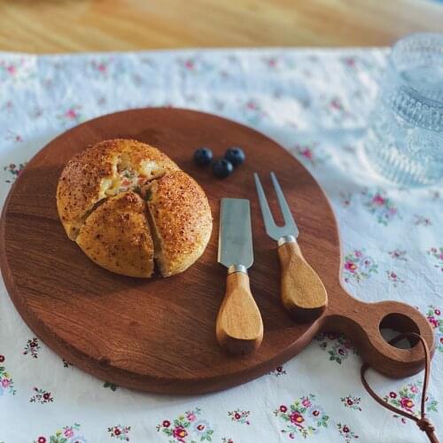 Japan Style Ebony Wood Round Cutting Board Lacquer-less Fruit Chopping Board Pizza/Bread Plate Kitchen Supplies