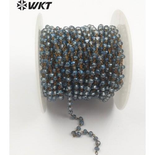 WT-RBC044 Wholesale Custom Sparkly Round Beads 2.0 Chain With light black Chain Custom Length 5m/lot Fashion Jewelry
