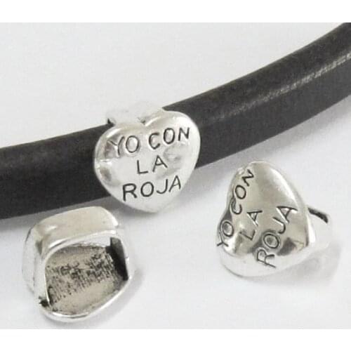 Licorice heart beads with text 10x6mm licorice leather findings -LF58