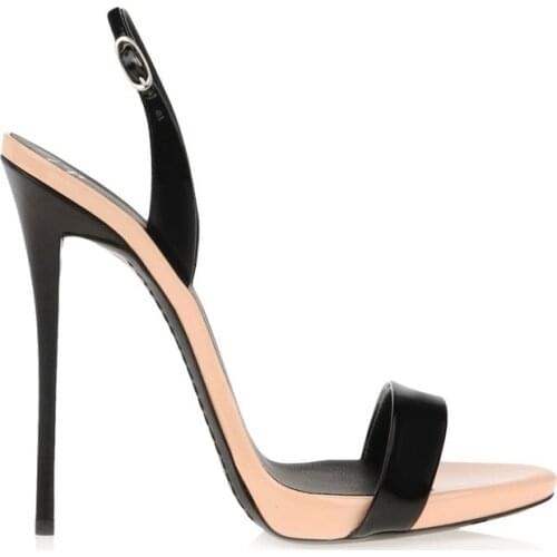 Summer new fashion stiletto high-heeled color matching patent leather sandals banquet dress large size custom-made womens shoes