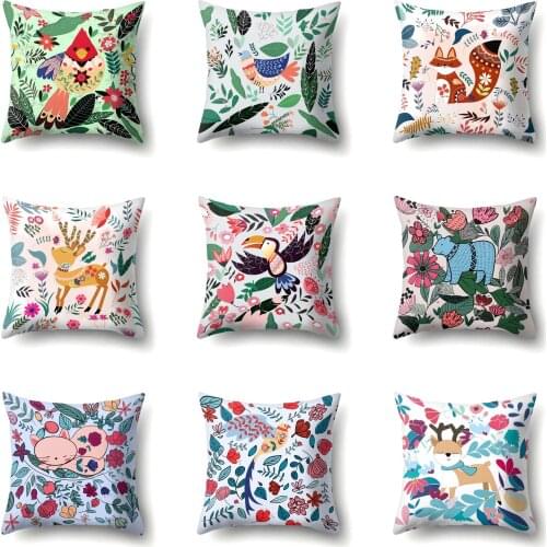 Cute Cartoon Print Cushion Cover Polyester Decorative for Sofa Seat Soft Throw Pillow Case Cover 45x45cm Home Decor