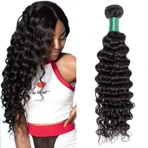 MISS LISA 28 30 Inch Human Hair Bundles Deep Wave Hair Bundles Peruvian Hair Weave Bundles Natural Color Hair Extensions