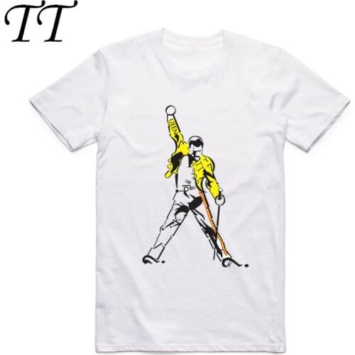 2019Fashion Men Print FREDDIE MERCURY T-shirt O-Neck Short Sleeve Summer Heavy Rock Top100 Band Queen Cool Top Tee Funny T Shirt